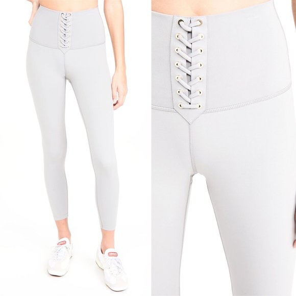WeWoreWhat Corset Lace Up Light Grey Ankle Length 7/8 Leggings - Picture 1 of 8